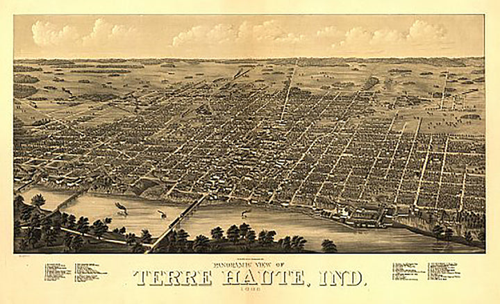 Panoramic view of Terre Haute, Indiana by Beck &amp; Pauli, 1880