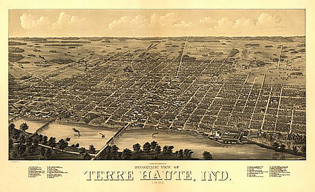 Panoramic view of Terre Haute, Indiana by Beck & Pauli, 1880