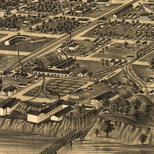 Panoramic view of Terre Haute, Indiana by Beck &amp; Pauli, 1880