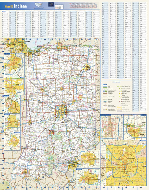 Indiana Wall Map by Globe Turner
