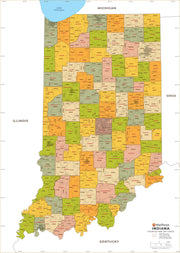 Indiana Zip Code Map with Counties