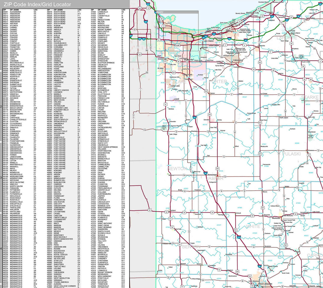 Premium Style Wall Map of Indiana