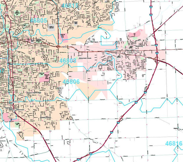 Premium Style Wall Map of Fort Wayne, IN. by Market Maps