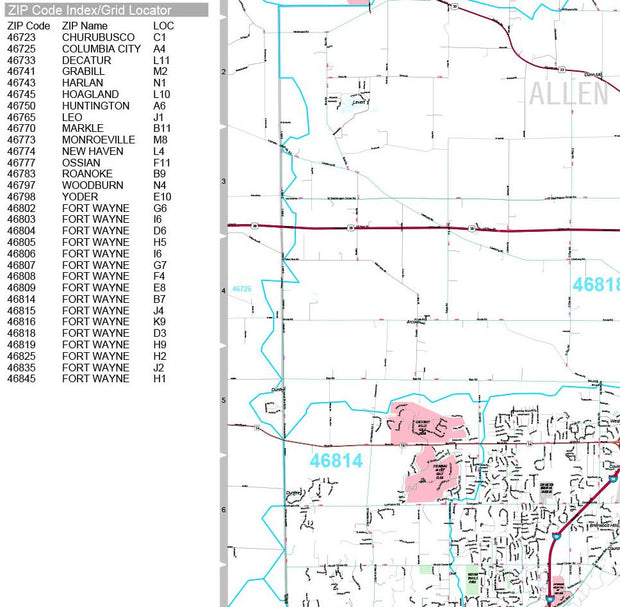 Premium Style Wall Map of Fort Wayne, IN. by Market Maps