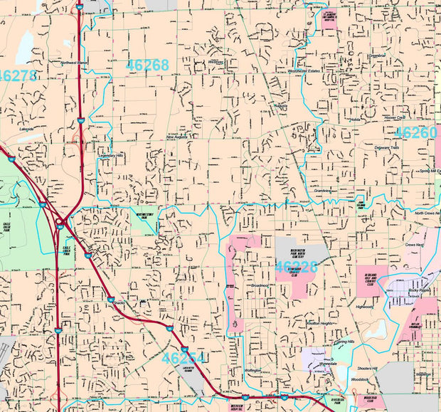 Premium Style Wall Map of Indianapolis, IN. by Market Maps