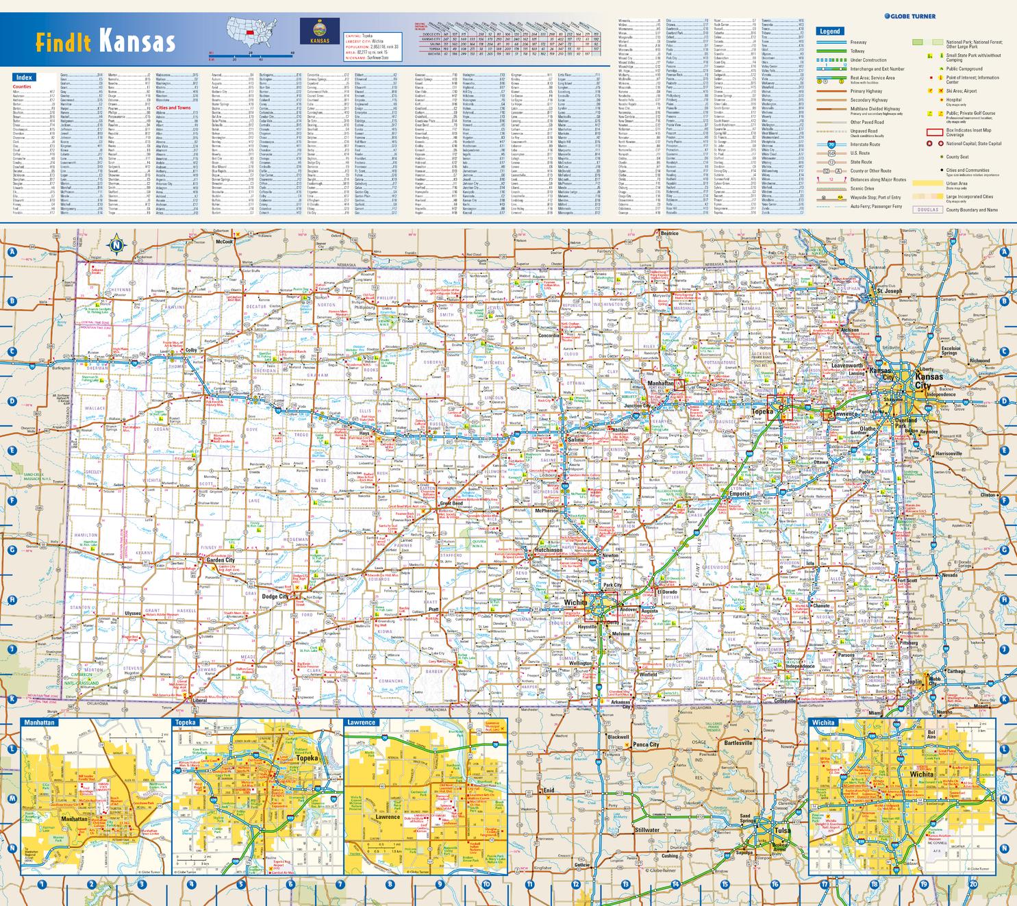Kansas Wall Map by Globe Turner – American Map Store