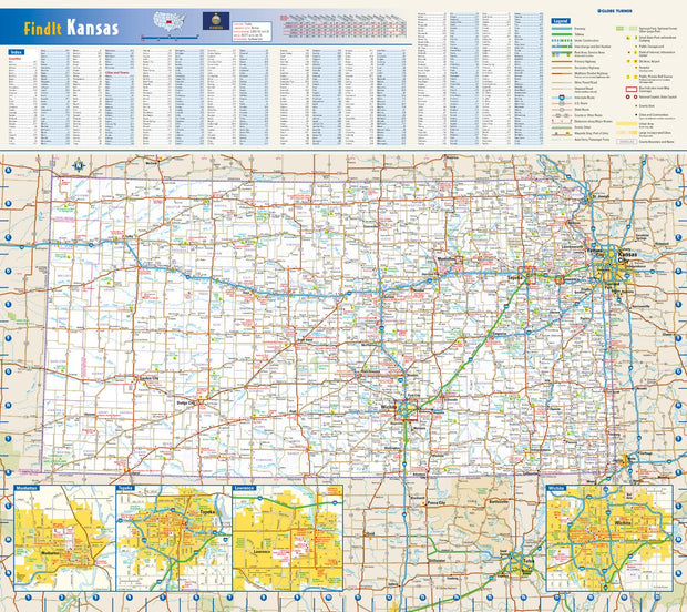 Kansas Wall Map by Globe Turner