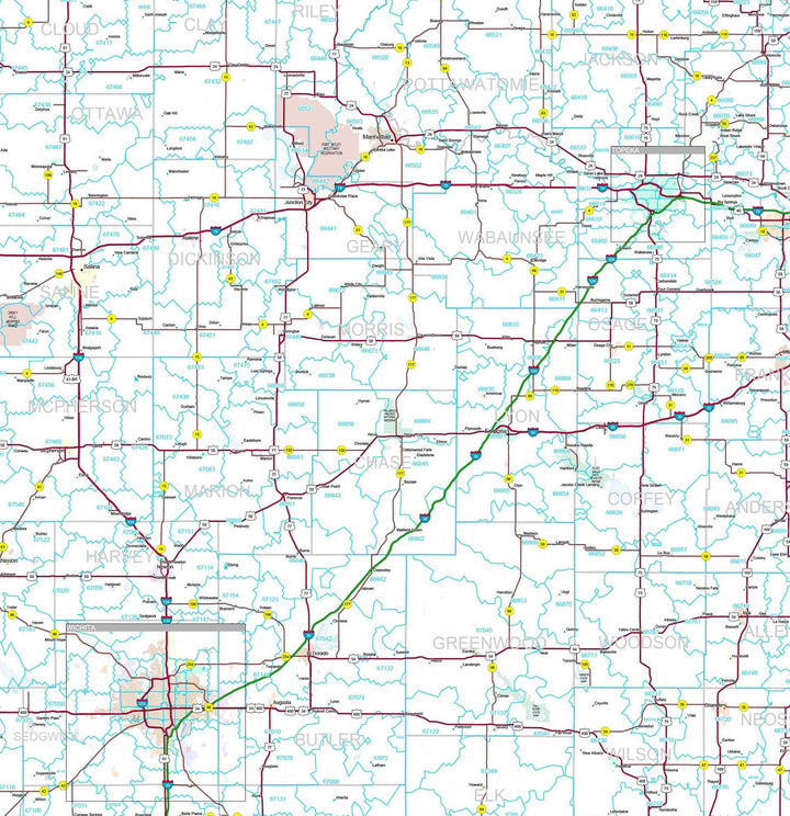 Premium Style Wall Map of Kansas