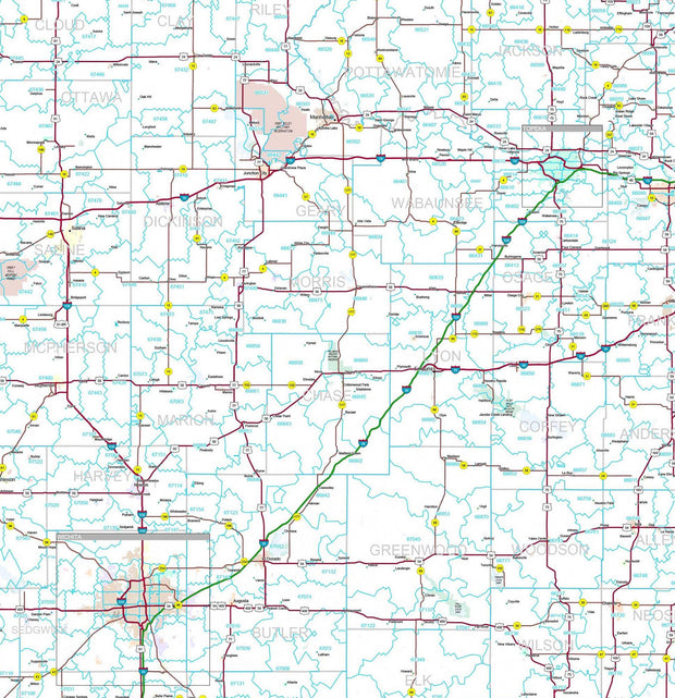 Premium Style Wall Map of Kansas by Market Maps