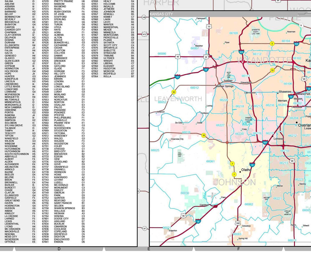 Premium Style Wall Map of Kansas