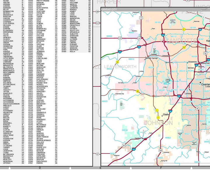 Premium Style Wall Map of Kansas