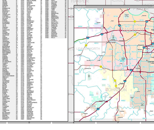 Premium Style Wall Map of Kansas by Market Maps