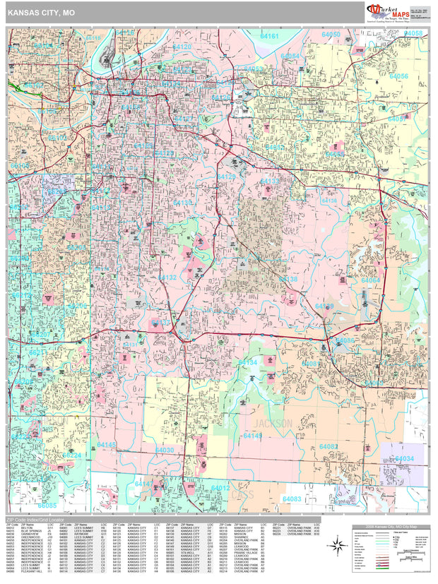 Premium Style Wall Map of Kansas City, KS by Market Maps