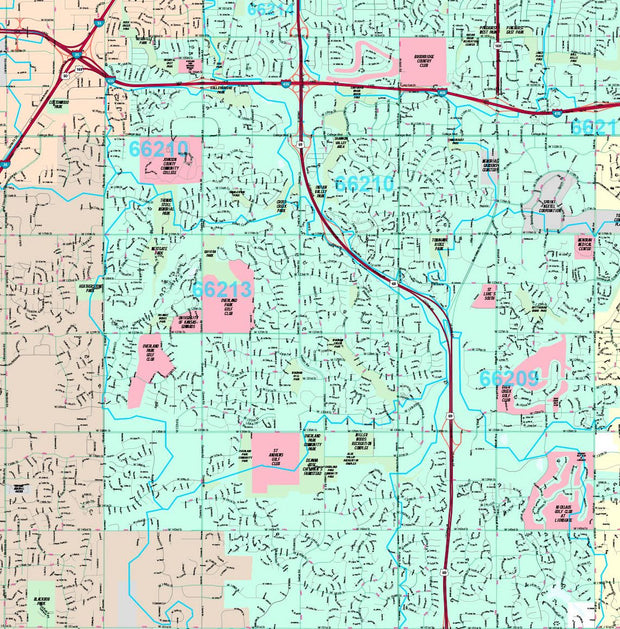 Premium Style Wall Map of Overland Park, KS by Market Maps