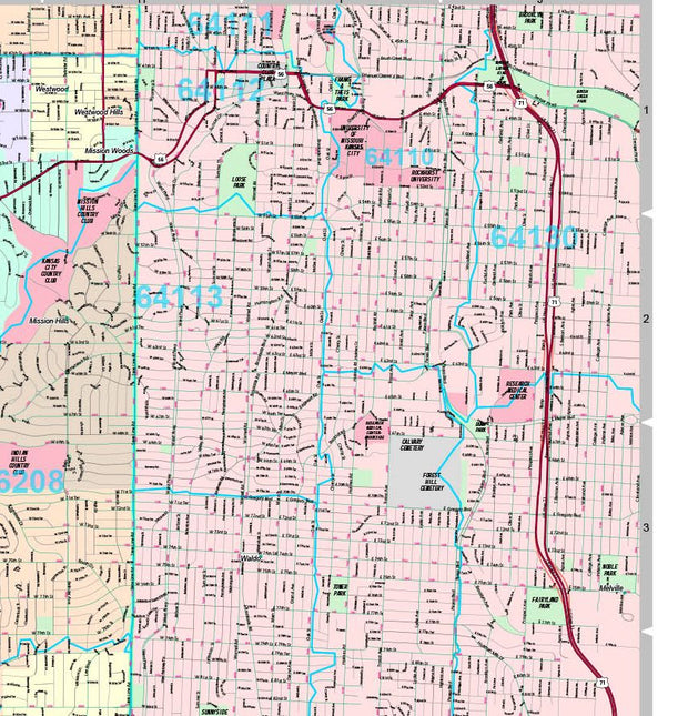 Premium Style Wall Map of Overland Park, KS by Market Maps