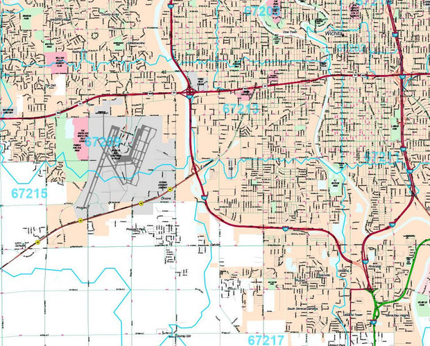 Wichita Area Map Premium Style Wall Map of Wichita, KS by Market Maps – American Map Store