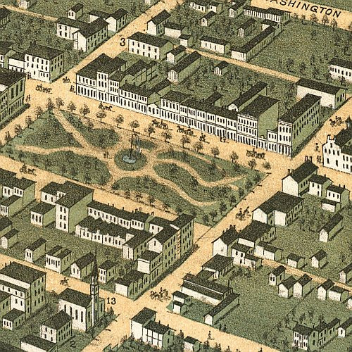 Bird's eye view of the city of Bowling Green, Kentucky by A. Ruger, 1871