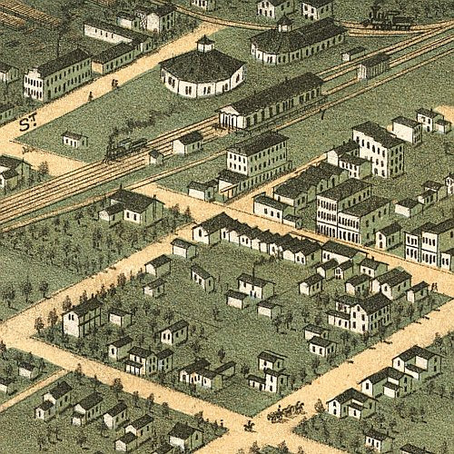 Bird's eye view of the city of Bowling Green, Kentucky by A. Ruger, 1871