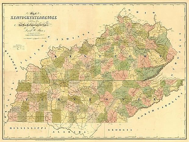 Kentucky & Tennessee by David H. Burr, 1839
