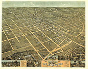 Bird's eye view of the Lexington, Kentucky by A. Ruger, 1871