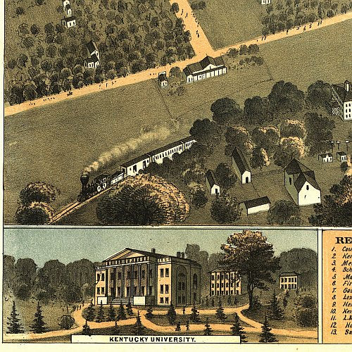 Bird's eye view of the Lexington, Kentucky by A. Ruger, 1871