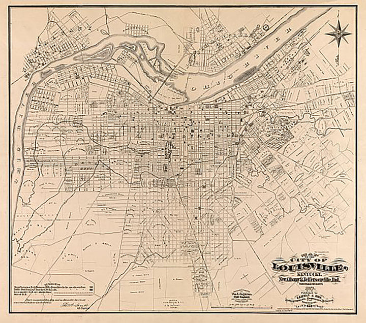 Map of the city of Louisville, Kentucky, New Albany &amp; Jeffersonville, Indiana by Wm. C. Coghlan, 1873