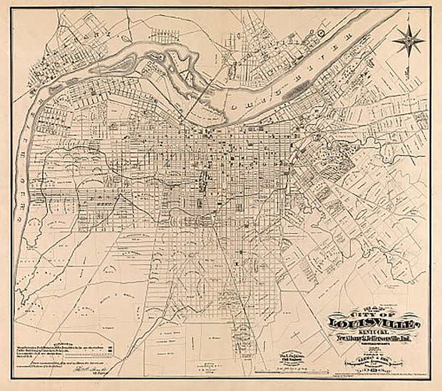 Map of the city of Louisville, Kentucky, New Albany & Jeffersonville, Indiana by Wm. C. Coghlan, 1873