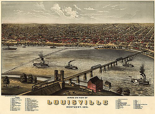 Bird's eye view of Louisville, Kentucky by A. Ruger, 1876