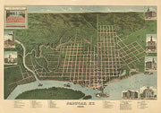 Bird's eye view of Paducah, Kentucky by J. Blanton Postlethwaite, 1889