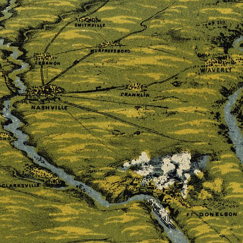 Panorama of the seat of war; Birds eye view of Kentucky and Tennessee...by John Bachmann, 1862