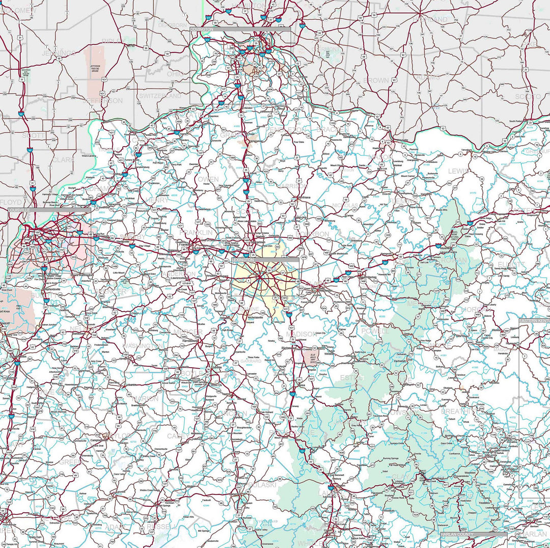 Premium Style Wall Map of Kentucky