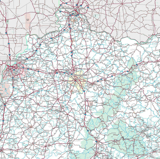 Premium Style Wall Map of Kentucky by Market Maps