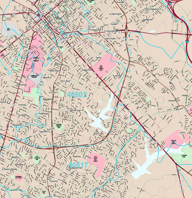 Premium Style Wall Map of Lexington, KY. by Market Maps