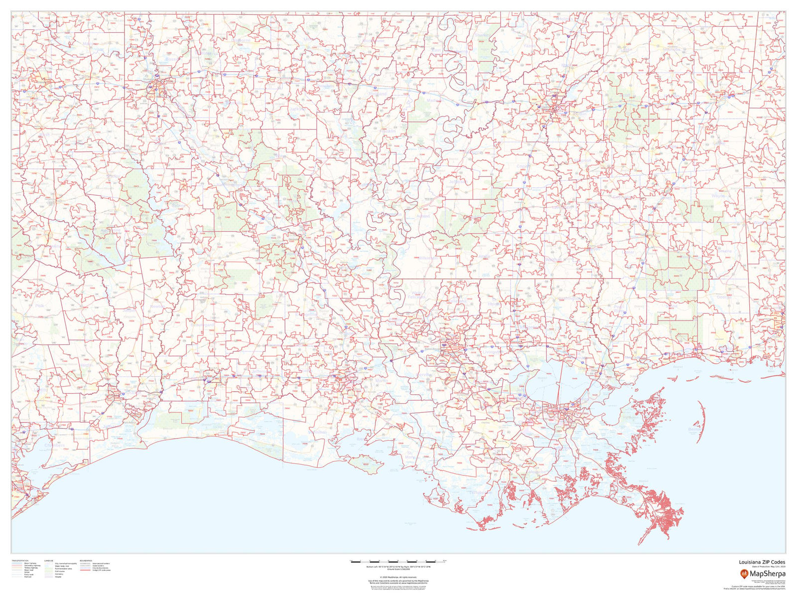 Louisiana Zip Code Map