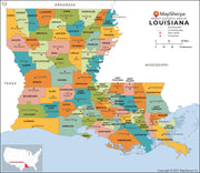 Louisiana Parish (County) Map