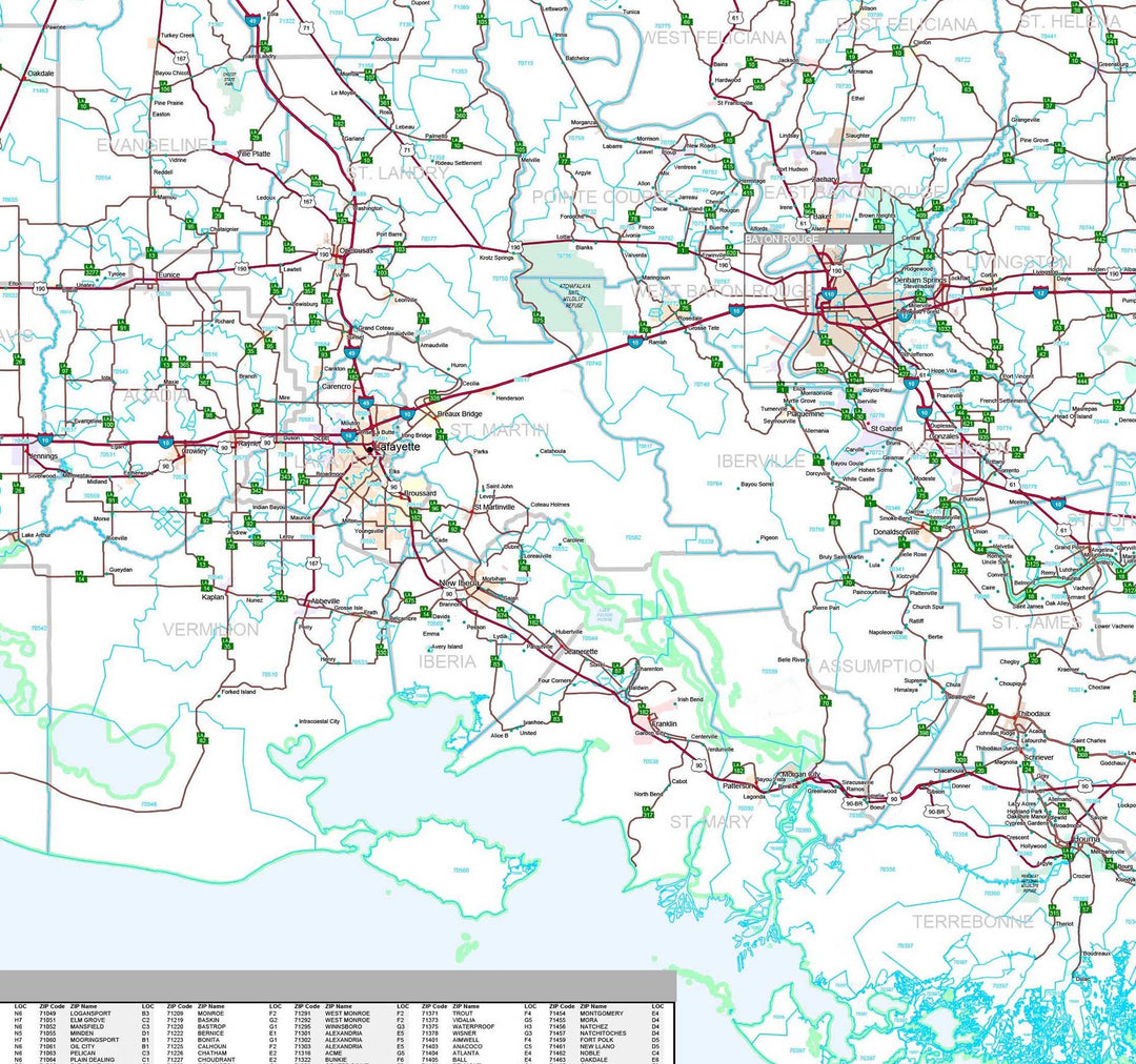 Premium Style Wall Map of Louisiana