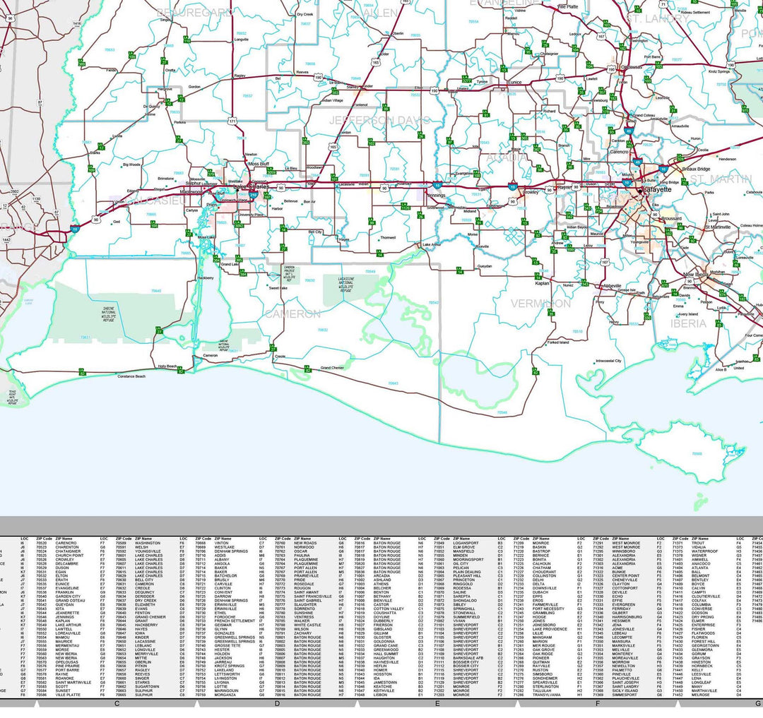 Premium Style Wall Map of Louisiana