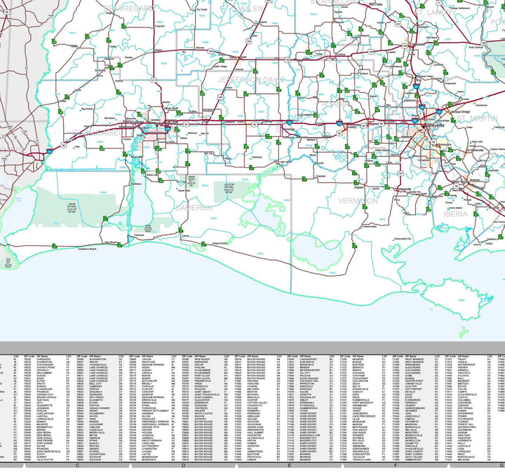 Premium Style Wall Map of Louisiana