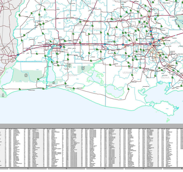 Premium Style Wall Map of Louisiana by Market Maps