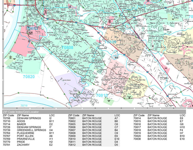 Premium Style Wall Map of Baton Rouge by Market Maps