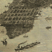 Bird's-eye view of Boston by T. Sulman, 1870s