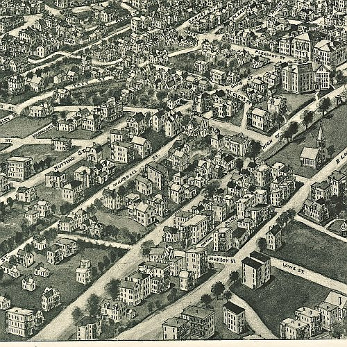 Aero view of Fitchburg, Massachusetts by T. M. Fowler, 1915