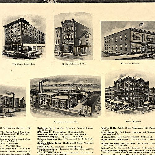 Aero view of Haverhill, Massachusetts by Fowler &amp; Downs, 1914