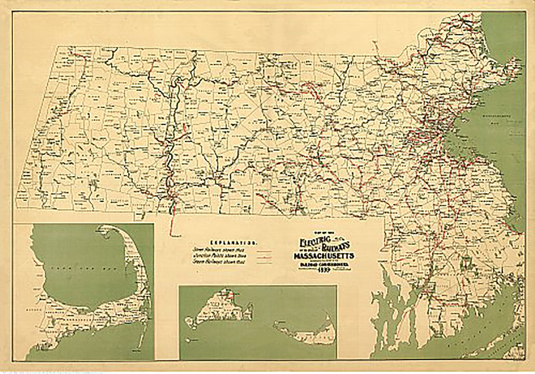 Map of the electric railways of the state of Massachusetts accompanying the report of the railroad commissioners by Geo. H. Walker &amp; Co., 1899