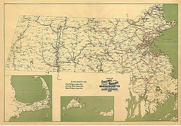 Map of the electric railways of the state of Massachusetts accompanying the report of the railroad commissioners by Geo. H. Walker & Co., 1899