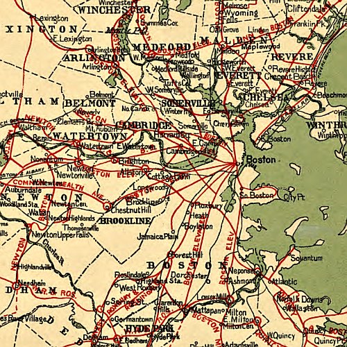 Map of the electric railways of the state of Massachusetts accompanying the report of the railroad commissioners by Geo. H. Walker &amp; Co., 1899