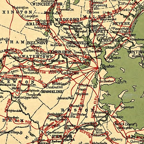 Map of the electric railways of the state of Massachusetts accompanying the report of the railroad commissioners by Geo. H. Walker & Co., 1899