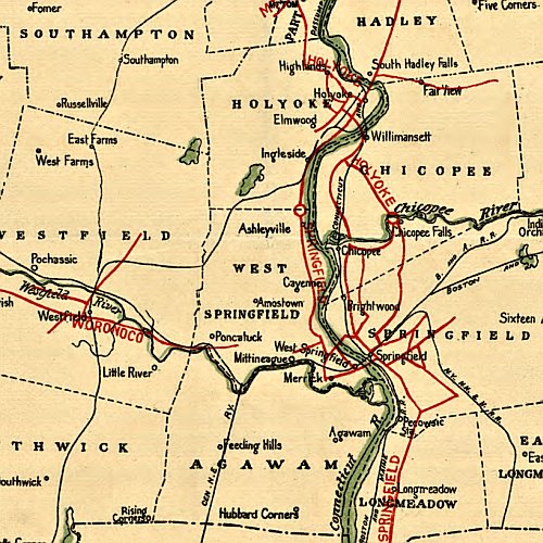 Map of the electric railways of the state of Massachusetts accompanying the report of the railroad commissioners by Geo. H. Walker &amp; Co., 1899