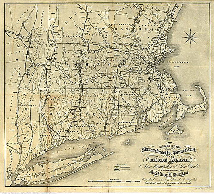 Massachusetts, CT, RI, and parts of NH &amp; NY by Archibald Kennedy, 1846