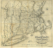 Massachusetts, CT, RI, and parts of NH & NY by Archibald Kennedy, 1846